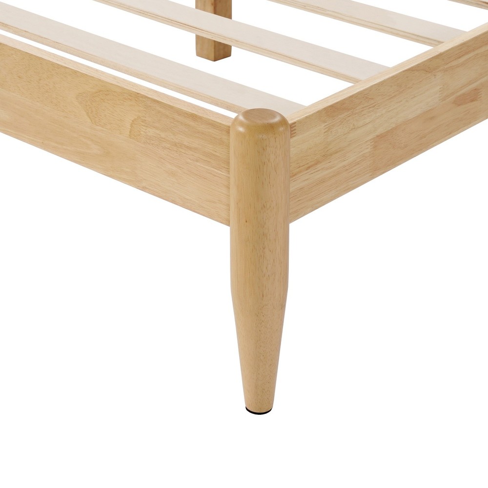 Queen/King Size Solid Wood Platform Bed Frame with Fleece Upholstered Headboard