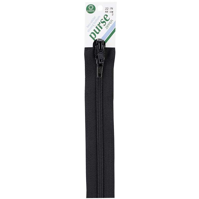 Purse Double Slider Zipper 22" Black
