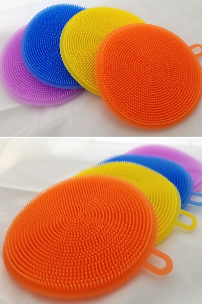2-PACK - Safe Silicone Scrub Sponge and Scouring Pad - Random Color