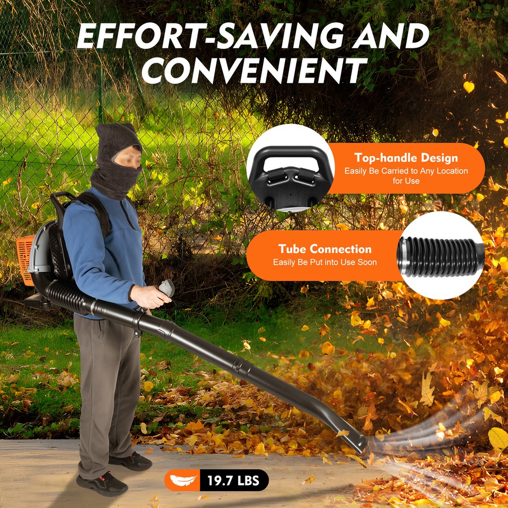 New 63CC 2-Stroke Backpack Gas Leaf Blower, 4.3HP, 850CFM Commercial Use US