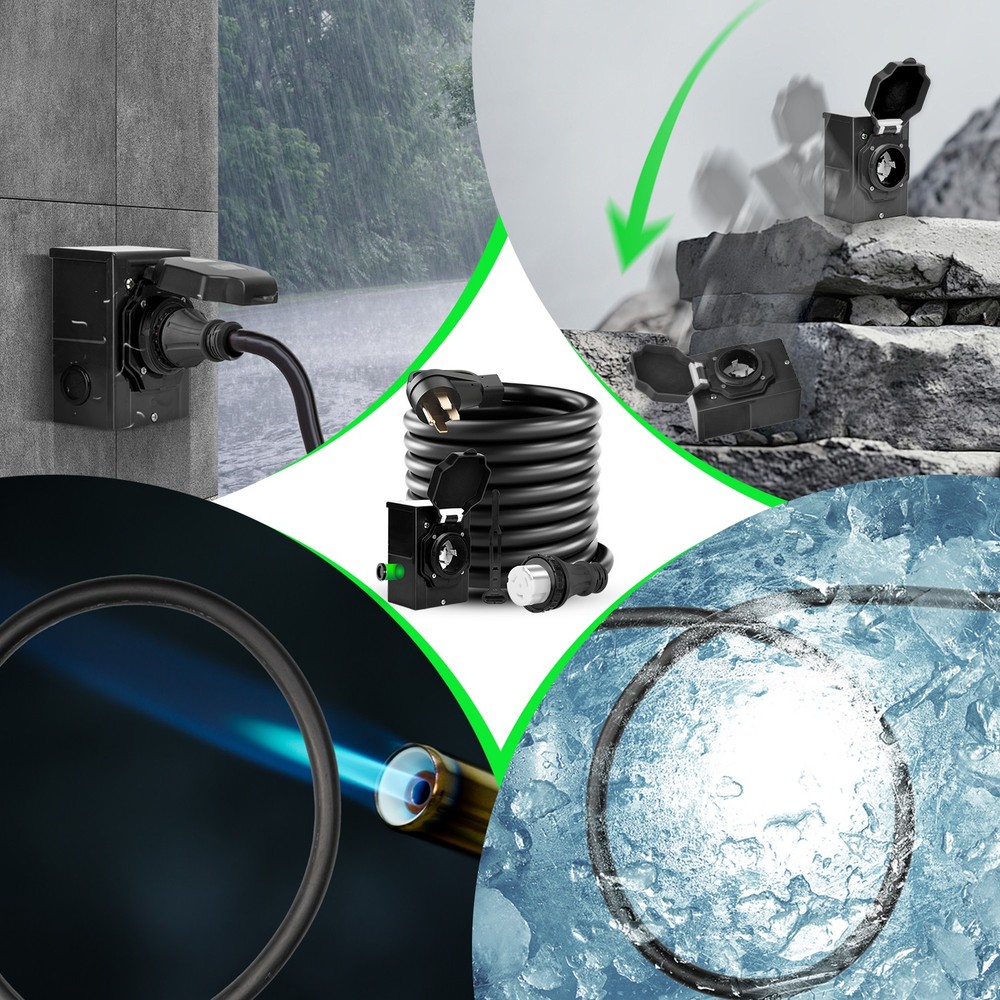 50Amp RV Power Generator Inlet Box NEMA L14-50P 125/250V 15-25FT Weatherproof US