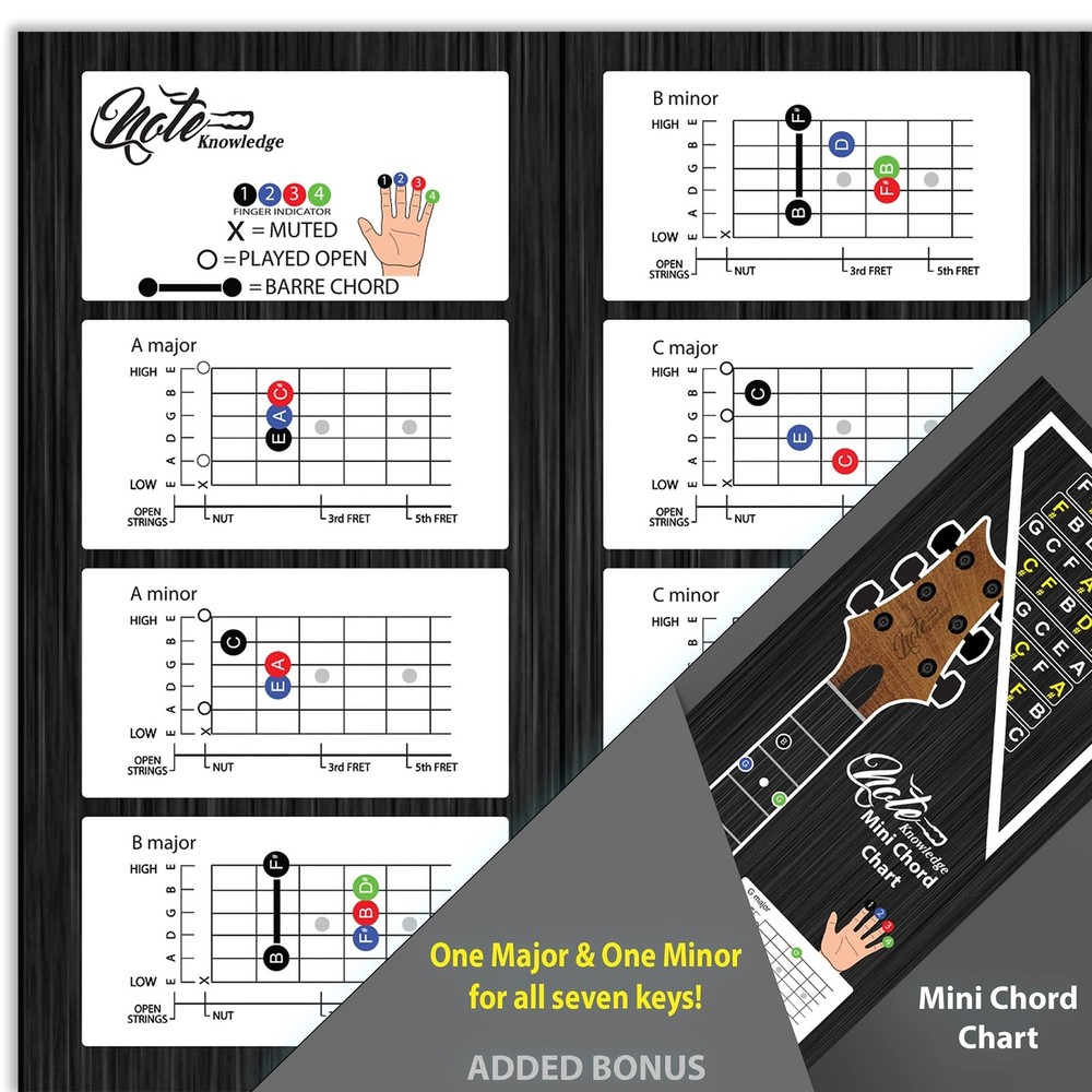 Guitar Fretboard Note Map Decals/Stickers 2-PACK for learning and Practicing ...