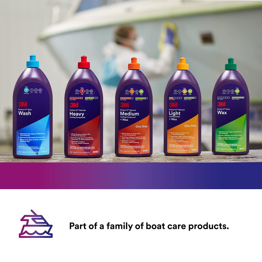 3M Perfect-It Gelcoat Heavy Cutting Compound, 1 Quart – Fast Quart, White