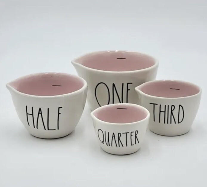 Rae Dunn Measuring Cups Pink Glaze Pottery Nesting Cup Set Farmhouse Bakeware
