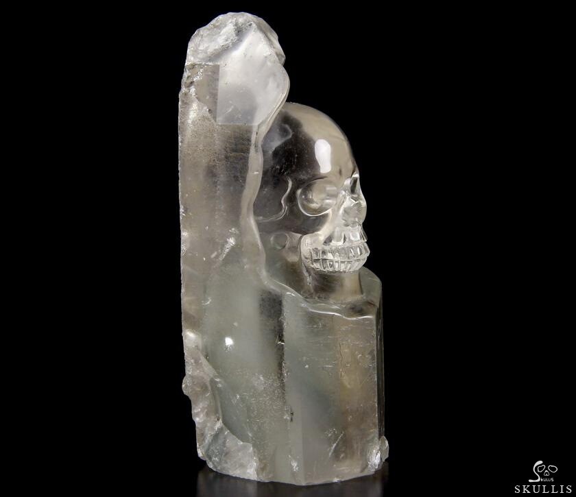 3.5" Phantom Quartz Rock Carved Crystal Skull