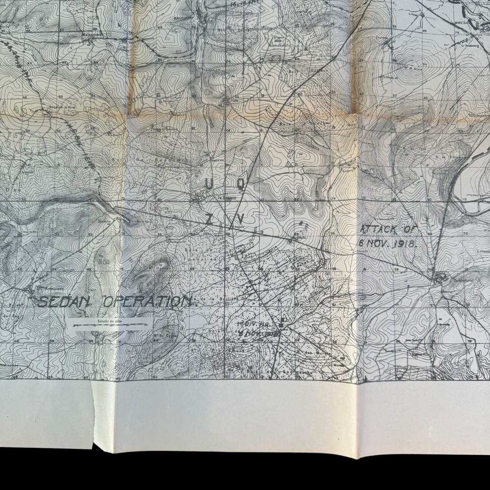 RARE! World War I Sedan Operation Western Front AEF Operations Map