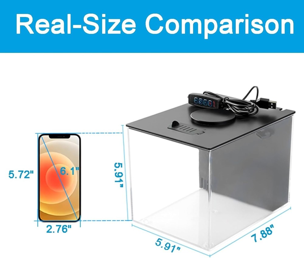 Elegant 1 Gallon Betta Fish Tank with LED Light & Self-Cleaning Filter Kit