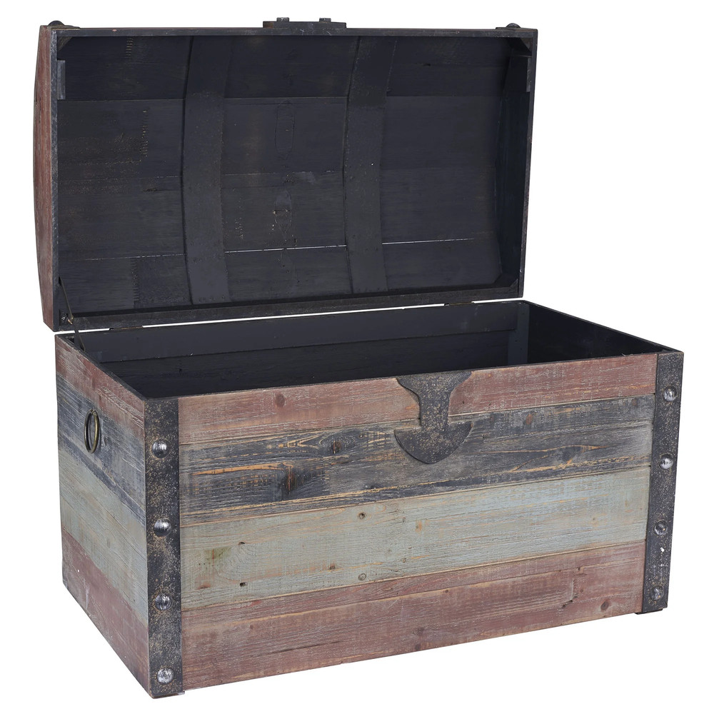 Storage Trunk Large Stripped Weathered Wooden Storage Trunk