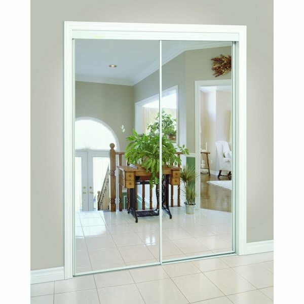 96" x 96" White Framed Mirror Door