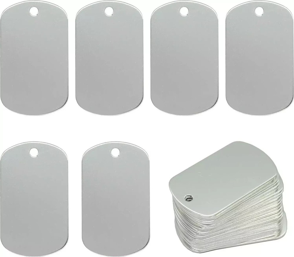 StayMax Aluminum Blank Tags Stamping Blanks 25 Pack (Silver)