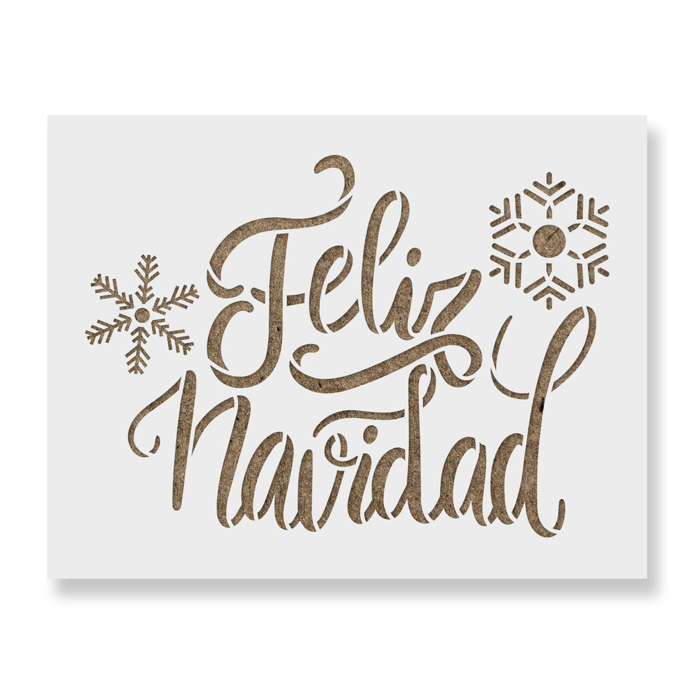 Feliz Navidad Snowflakes Stencil - Reusable Stencils for DIY Projects