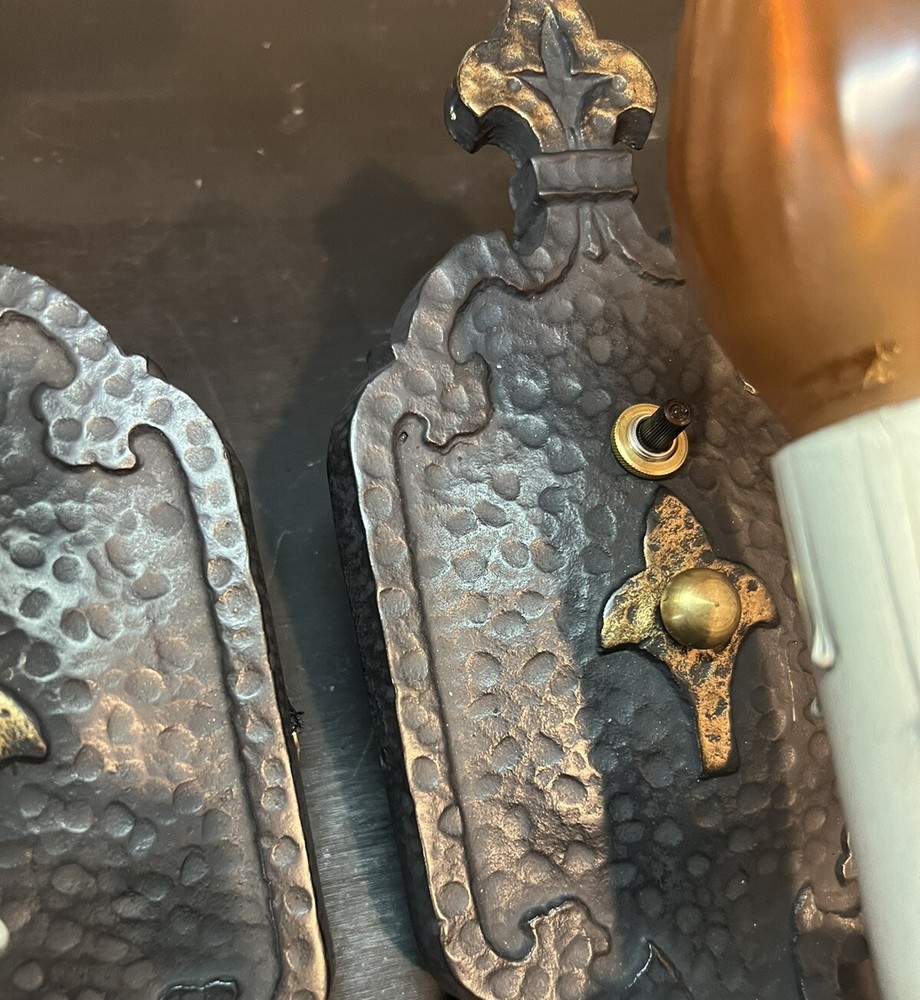 Antique Pair Mission Gothic Sconces Rare 2M
