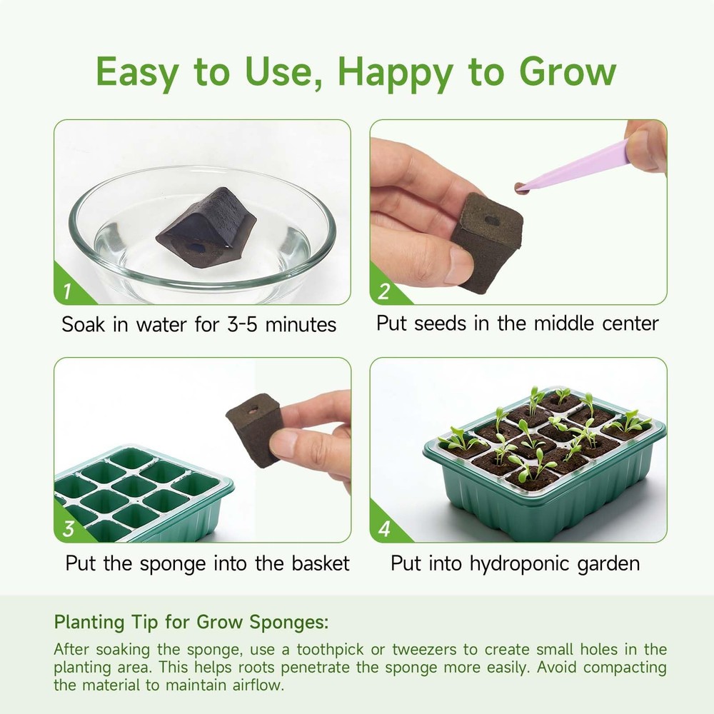 50 Pack Hydroponics Grow Sponges -Square Sponge Replacement Part Replacement ...