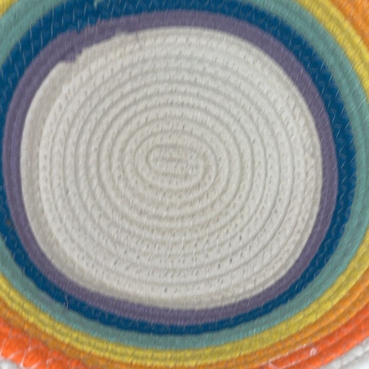 Rainbow coiled rope basket