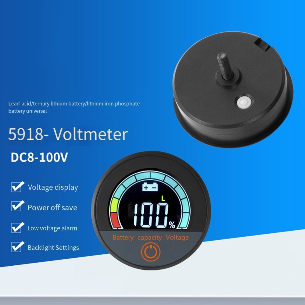 8100V Battery Capacity Voltage Meter with LCD Display and Low Voltage Alarm