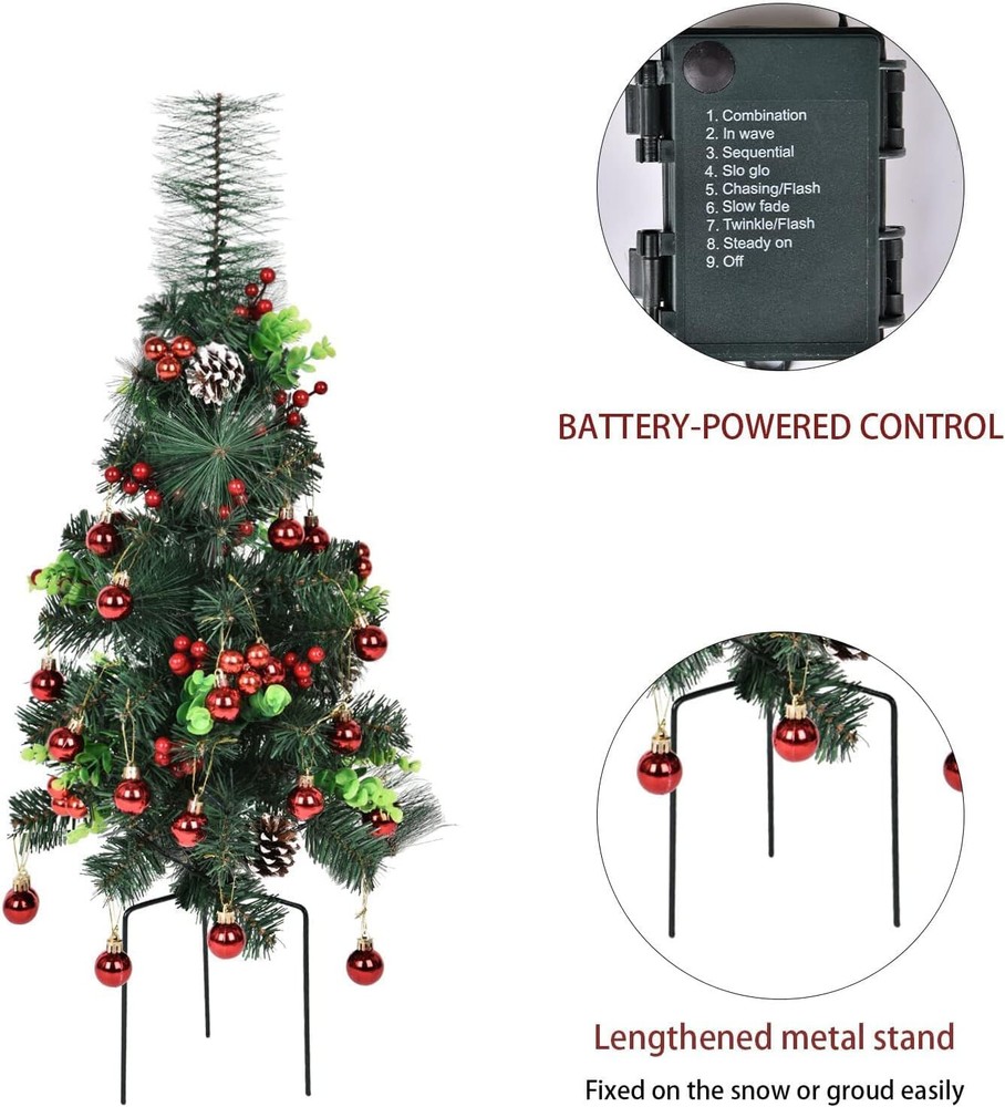 2 Pack 30'' Pre-Lit Christmas Tree Artificial LED Lights Xmas Pathway Home Decor