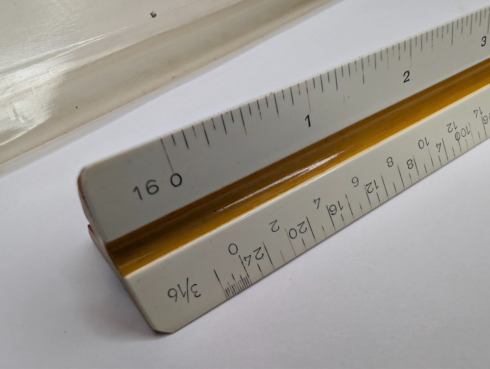 Vtg Compass 1250 West Germany Plastic Ruler Triangular Arc Metric Scale F5