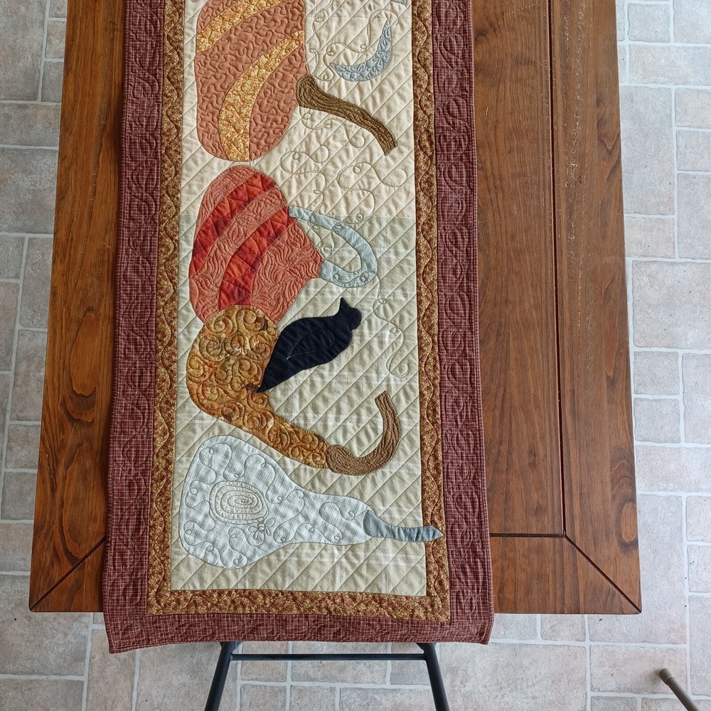 Quilted Table Runner Or wall hanging. Hand Appliqued