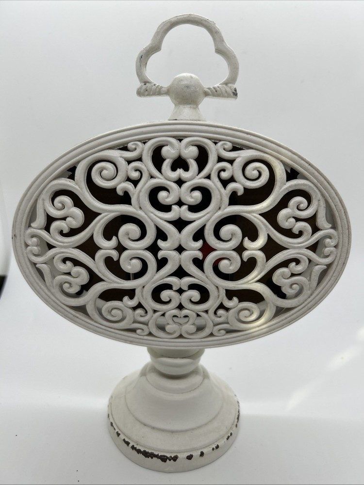 Metal White Pedestal Table Clock