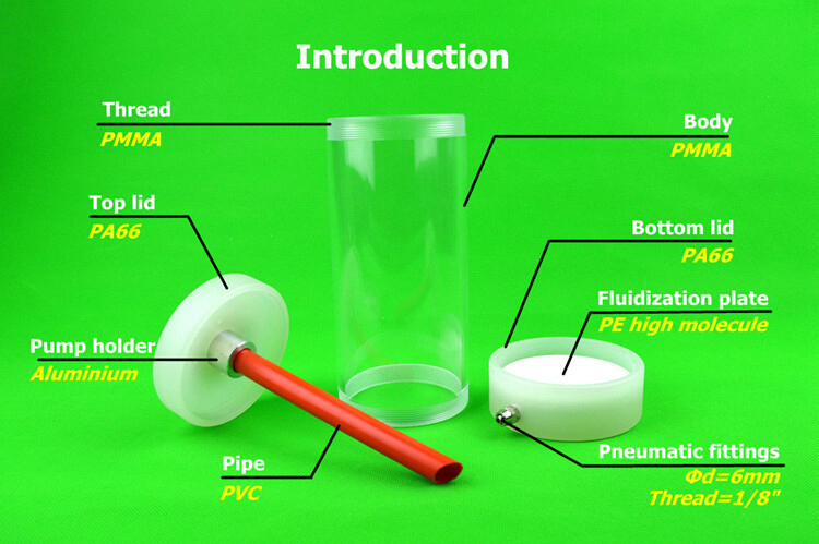 2 PCS Fluidization hopper cup (1 L) with IG02 pump for powder coating machine