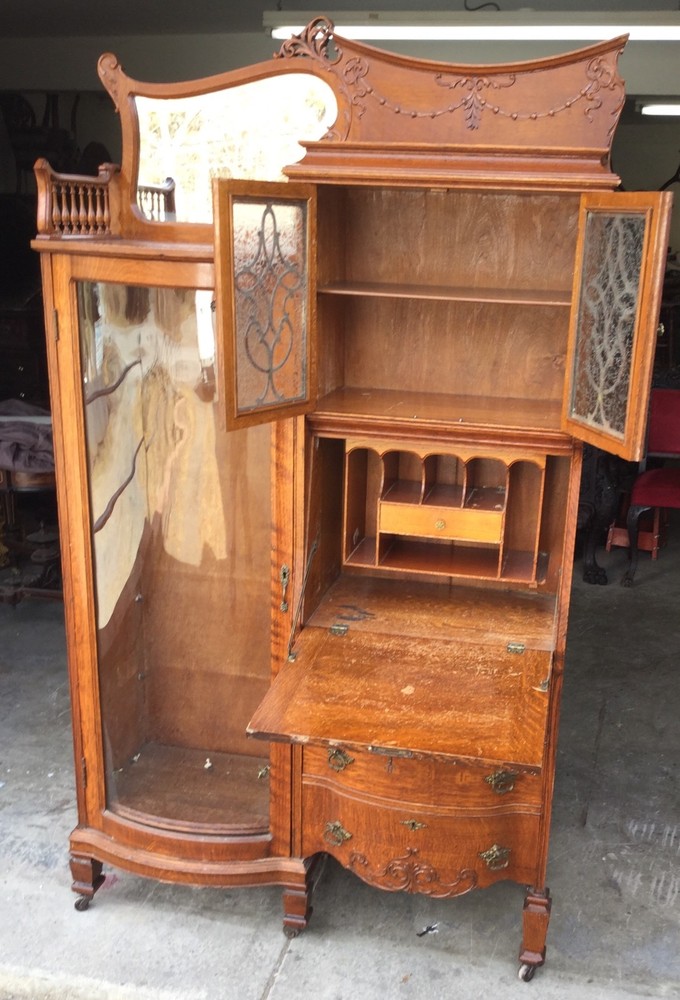 VICTORIAN OAK DESK BOOKCASE COMBINATION