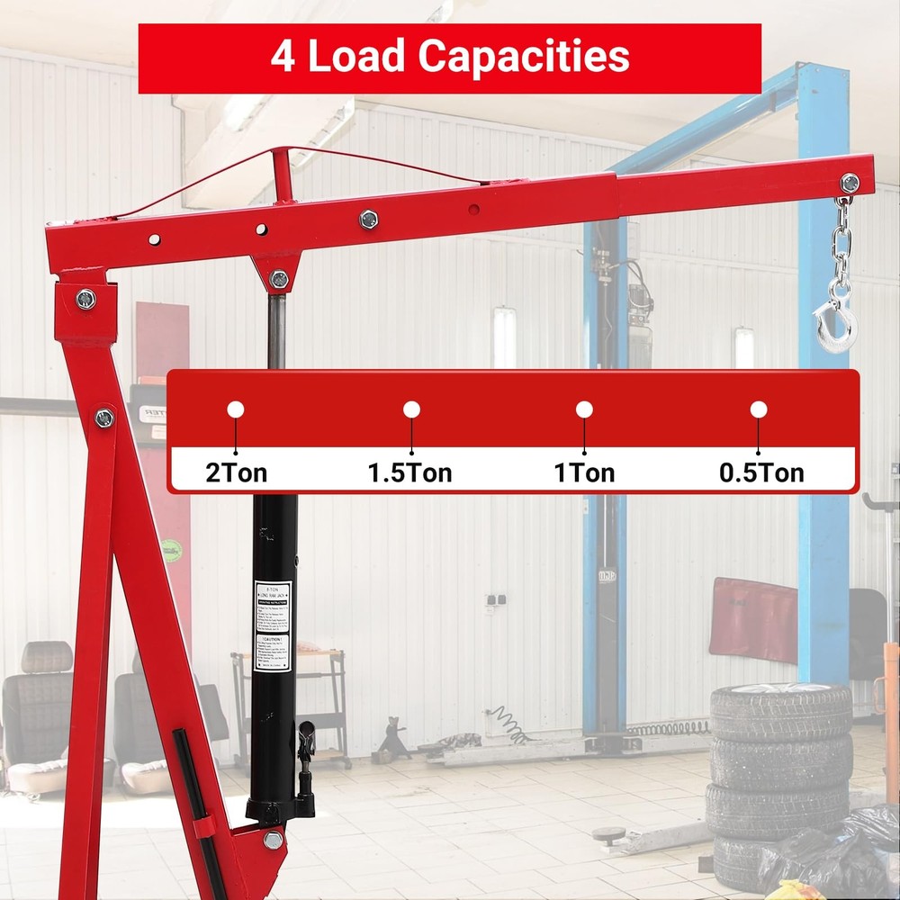 Folding Cherry Picker Engine Hoist,2Ton Engine Hoist,Mobile Hydraulic Engine Cra