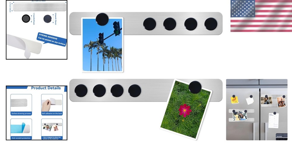 Multi-Functional Frameless Magnetic Board & Strip Set for Home and Office - 2PCS