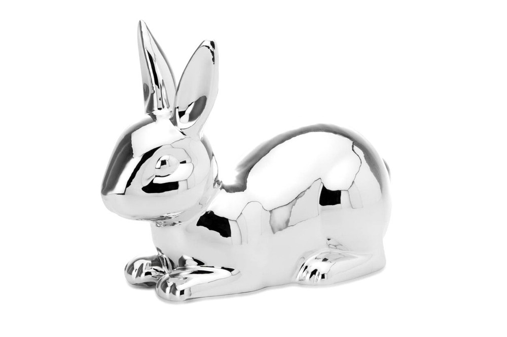 Decorative Figure Rabbit Porcelain Silver Easter Bunny Easter Decoration