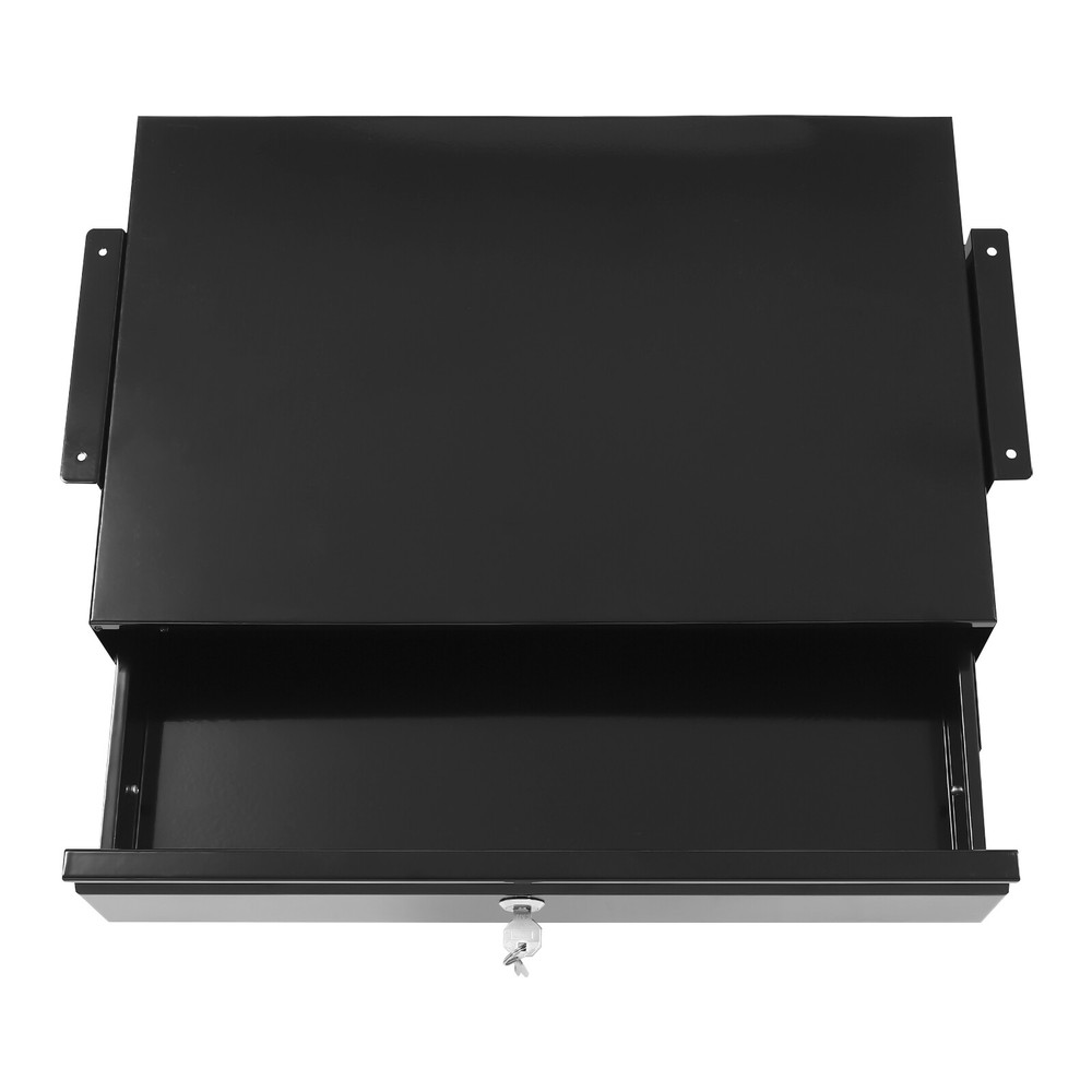 Sliding Pull-Out Drawer Under Desk Organizer with Lock for Office - Black