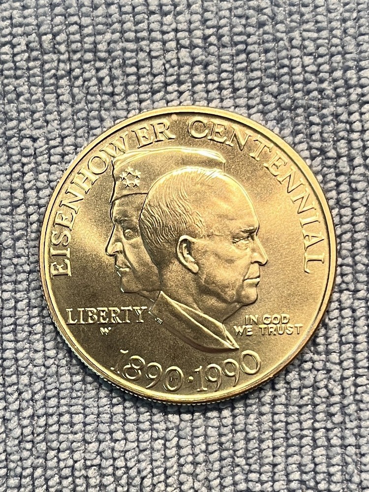 1990 P Eisenhower Centennial Uncirculated Silver Dollar Capsule