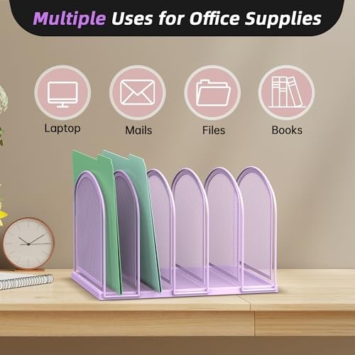 File Organizer 5-Section Mesh Desk Organizer, Upright File Organizer Desktop