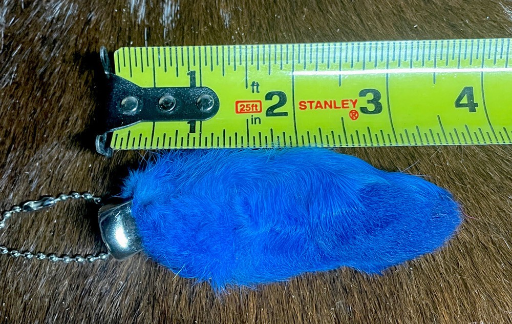 New Blue Lucky Rex RABBITS FOOT Key Chain Zipper Pull Easter Graduation