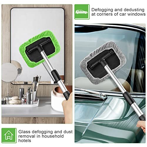 2 Sets Car Window Cleaner Windshield Cleaning Tool with Detachable Handle 6