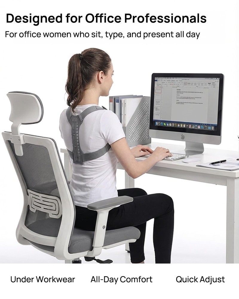 Upper Back Brace Posture Corrector for Women Office Professionals, Shoulder &...