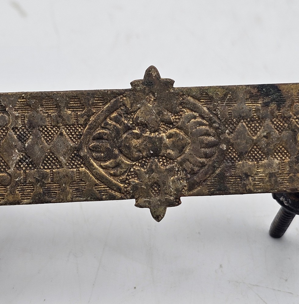 Antique Pressed Brass Drawer Pulls Ornate Gothis Style ~ 2 Pairs