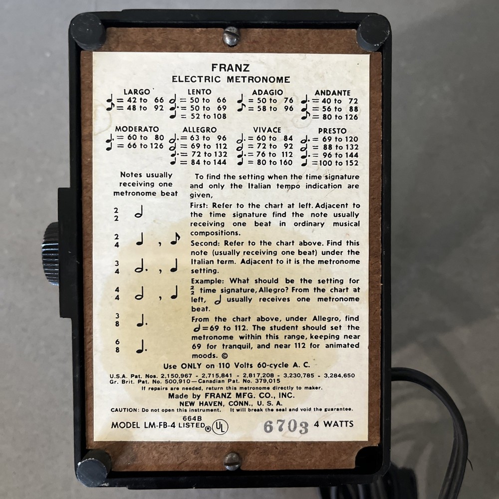 Franz Electronic Metronome Model LM-FB-4
