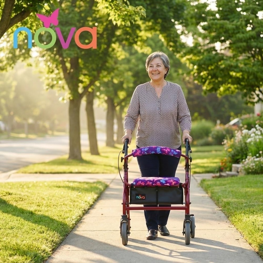 NOVA Rollator Walker Seat & Backrest Cover Set – Removable Washable Fabric Cushi