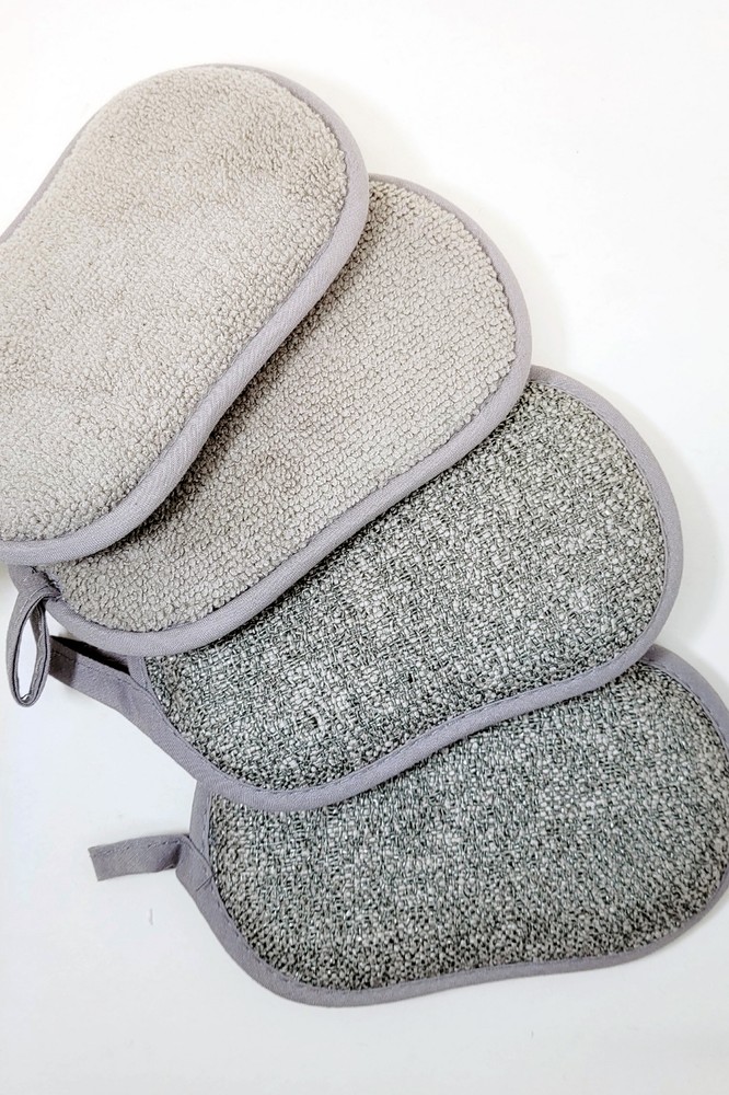 2-PACK - Safe Scouring Pad Sponge Combo - Advanced Microfiber Cover - Washable