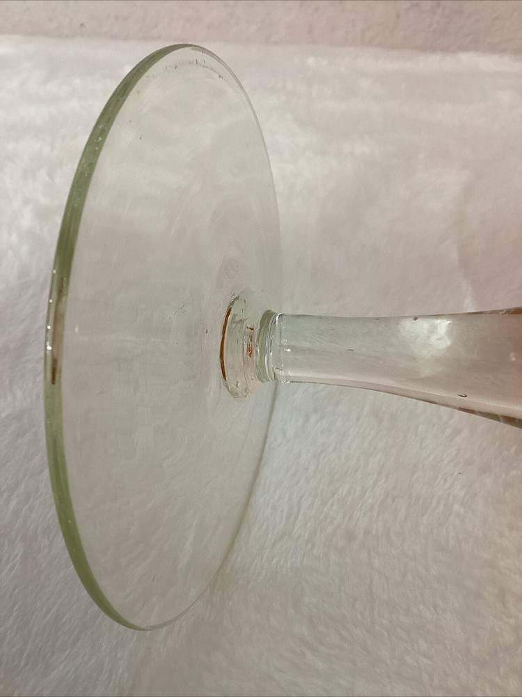 MCM Empoli Studio Art Candy Dish - Bright Orange with White Inside & Clear Stem