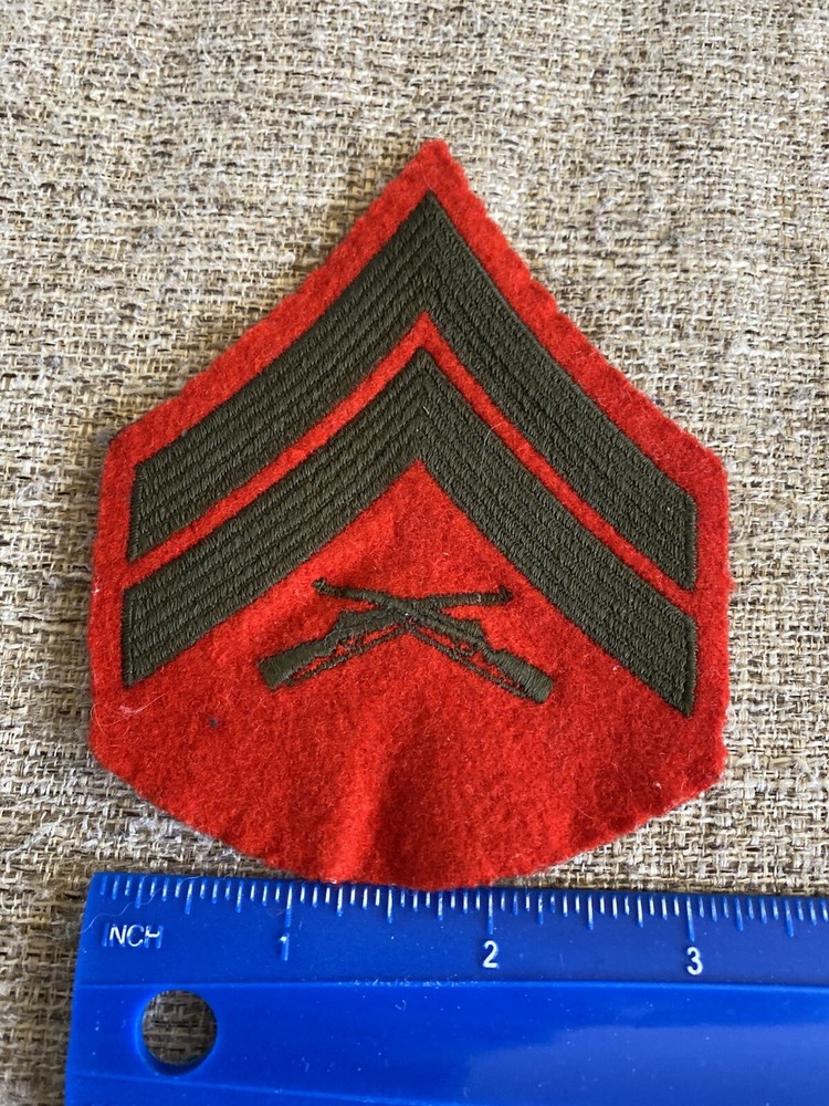 Corporal USMC Red Green Enlisted Rank Patch INV15128