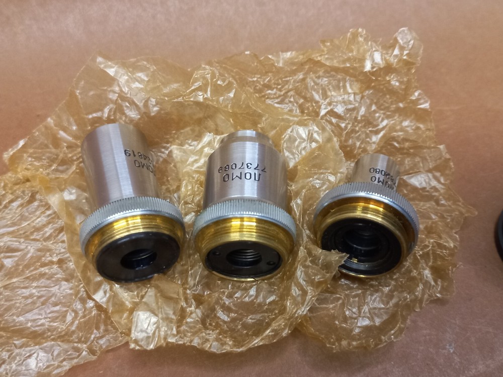 Soviet Vintage Microscope Lenses LOMO New!!! Set, USSR Microscope Accessories