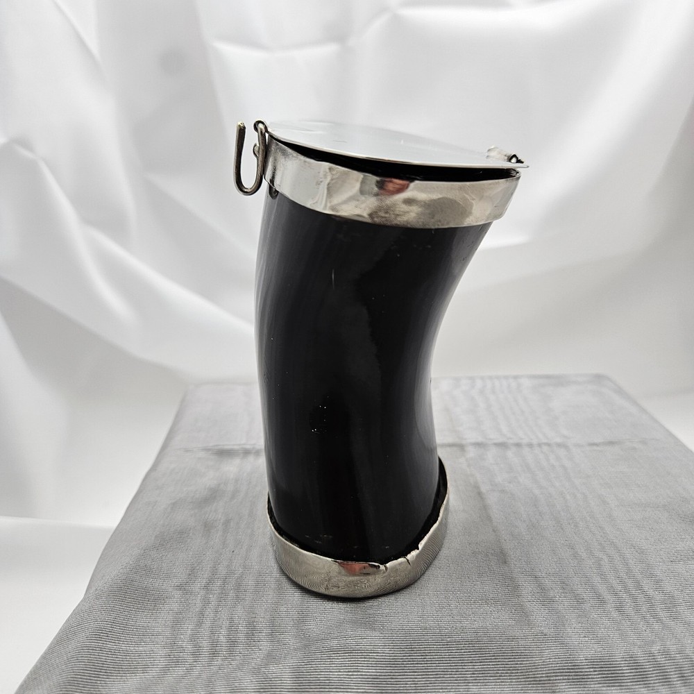 Silver Plate & Natural Horn Container Handcrafted / Hand Made