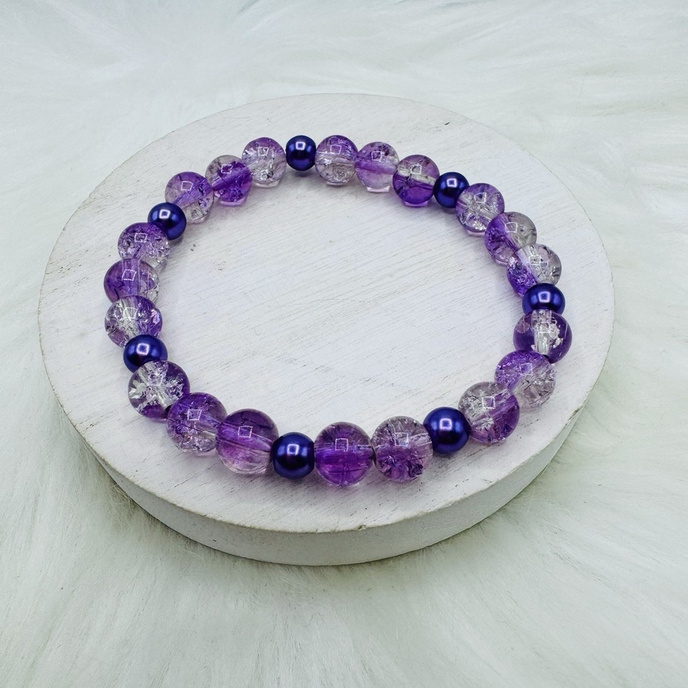 Gradient Glass Beaded Bracelet Style A Purple