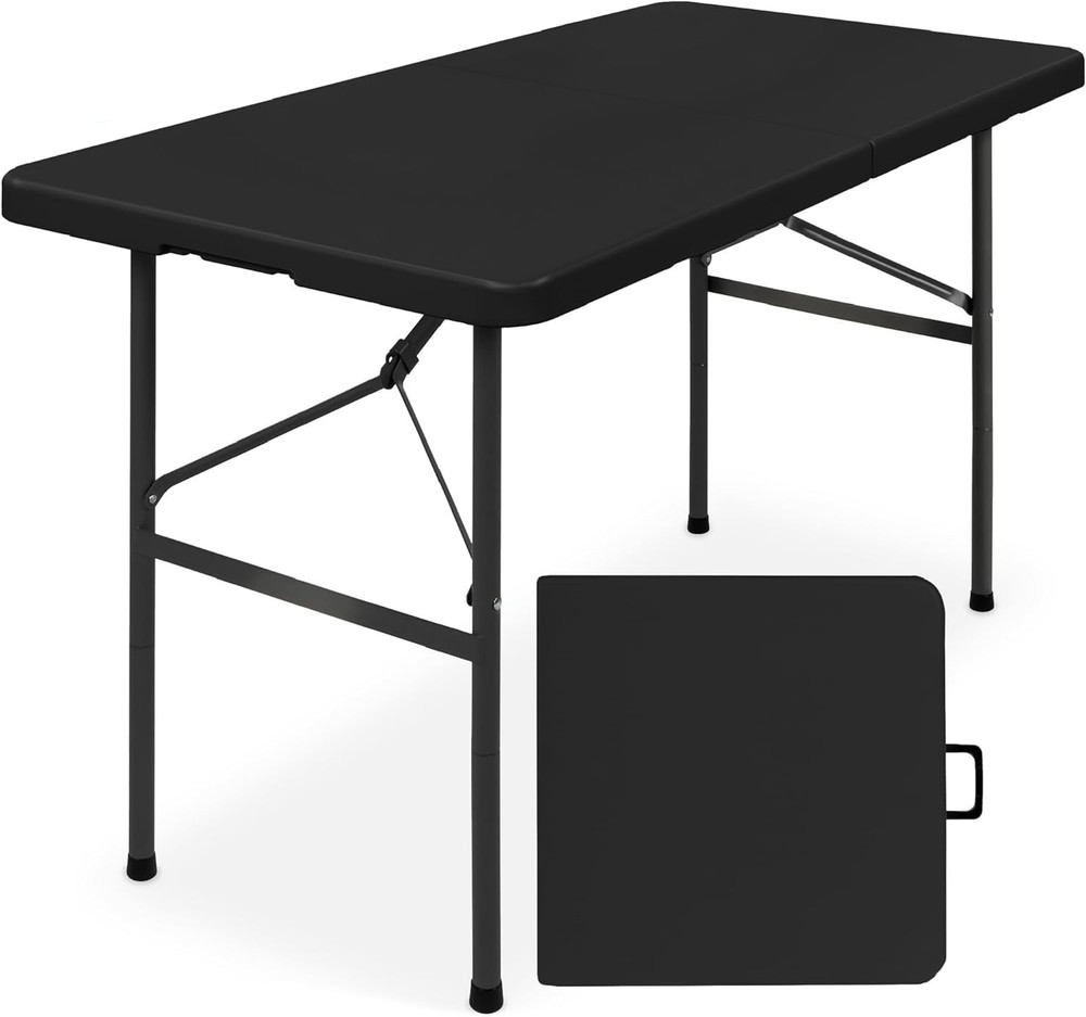 New Home Era Plastic Folding Table, Fold-in-Half Portable Utility Table Heavy