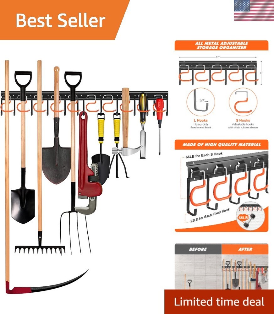 Adjustable 34'' Metal Tool Organizer - Effortless Wall-Mount Storage Solution