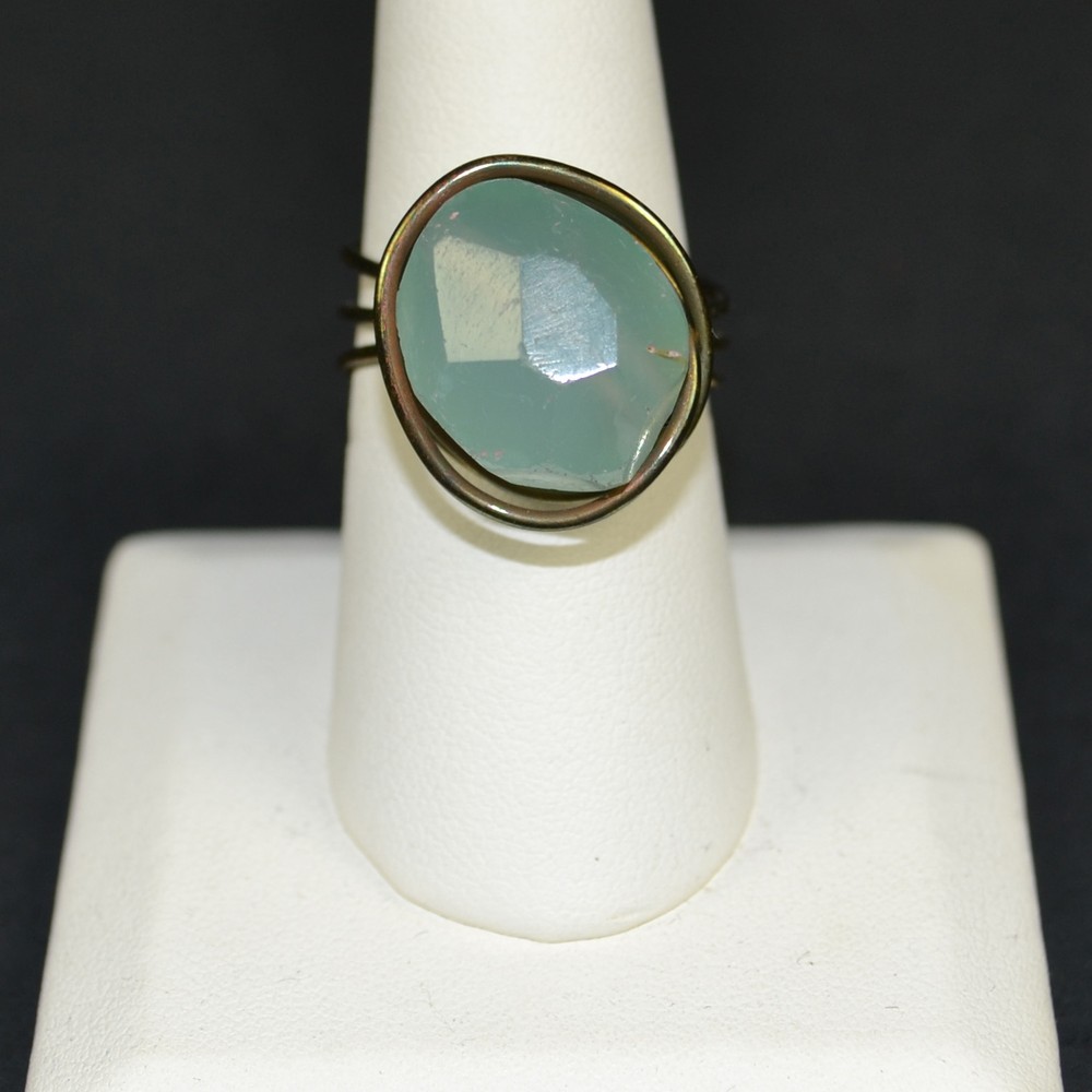 Teal Agate Ring Wire Wrapped Adjustable Size Fair Trade