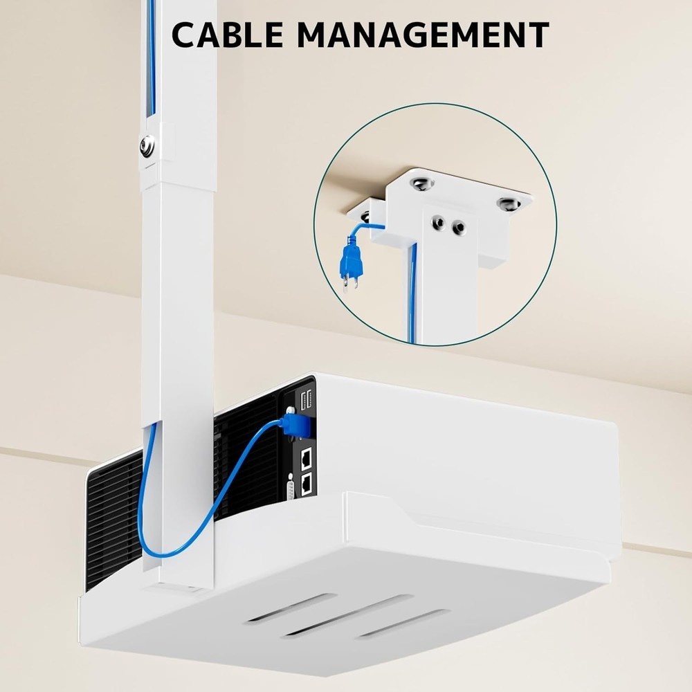 Effortless Installation Projector Ceiling Mount with Adjustable Height & Tray