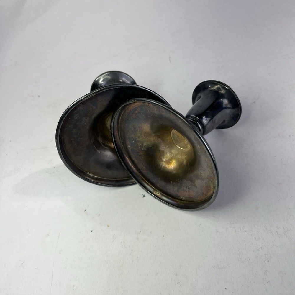Vintage Pair Silver Plated Candle Stick Holders LL C