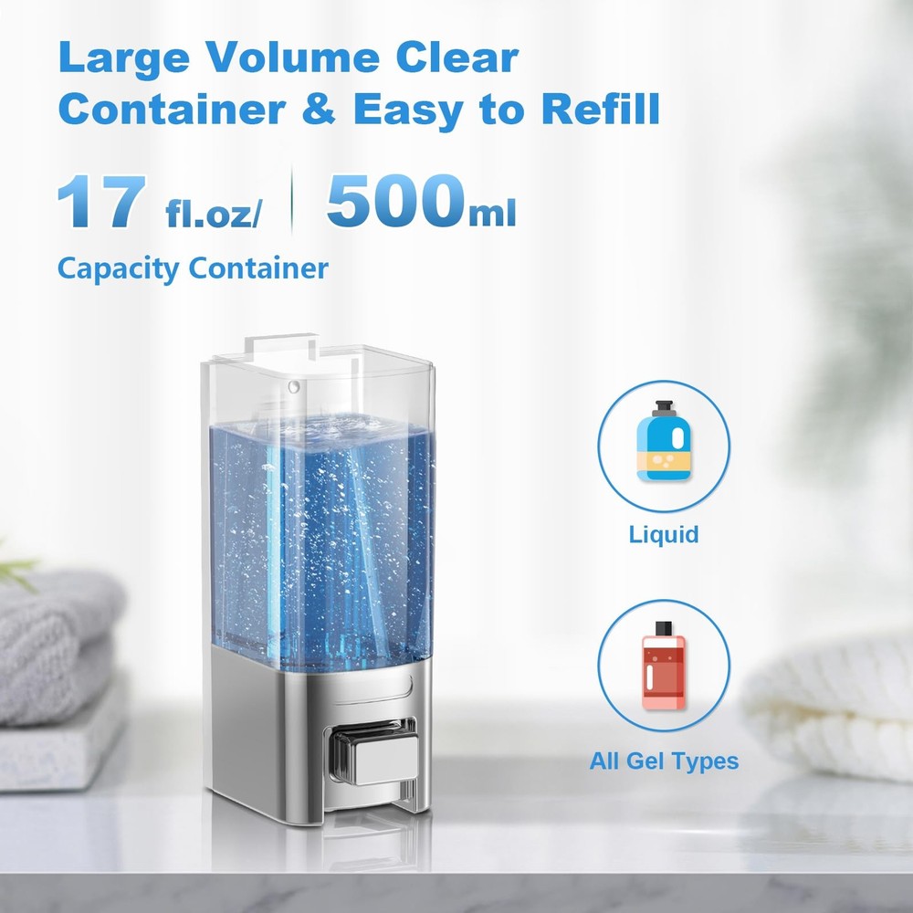 Wall Mounted Soap Dispenser - Manual Kitchen Bathroom Hand Soap Dispenser wit...