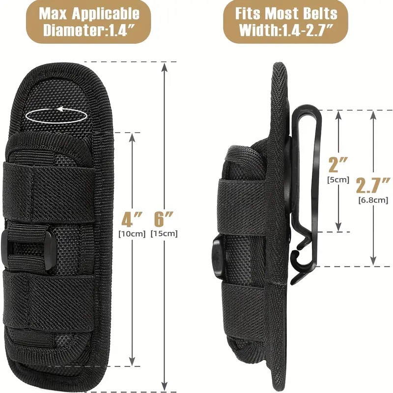 Quick-Access Tactical Flashlight Pouch - Rotatable Oxford Belt Holster